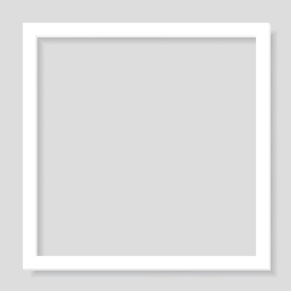 3D white square frame paper cut style on gray background graphic illustration. vector