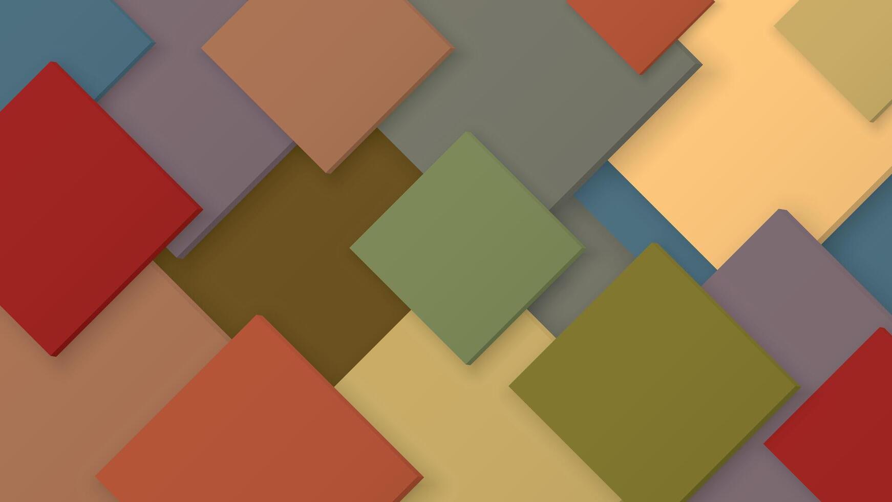 Abstract 3D colorful square plate multiple size overlap horizontal background graphic illustration. vector