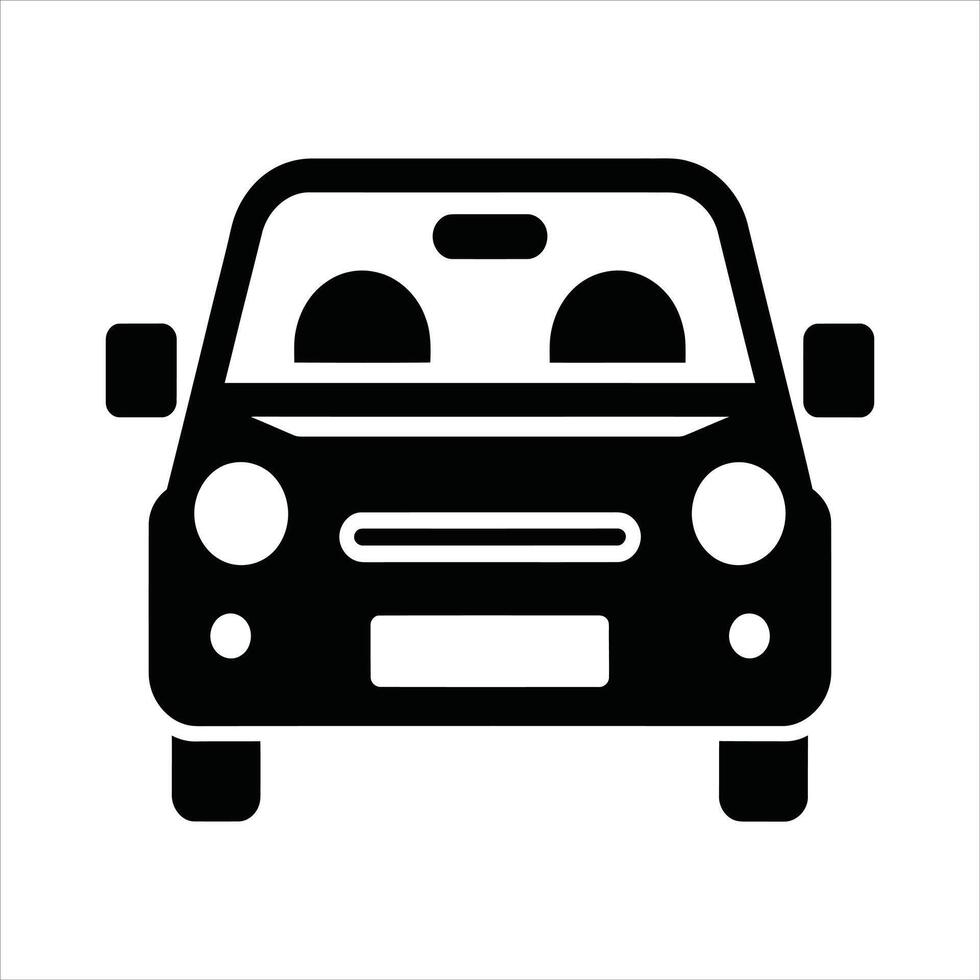 Minimalist Car Front View Icon Black Vehicle Silhouette Illustration vector