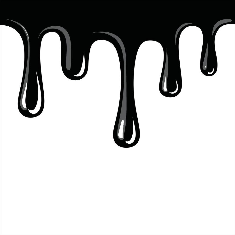 Dripping Liquid Silhouette Black Ink, Paint, or Oil Drips Isolated on White Background vector