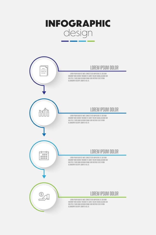 Circle timeline infographics template presentations and business concept charts 4 options vector