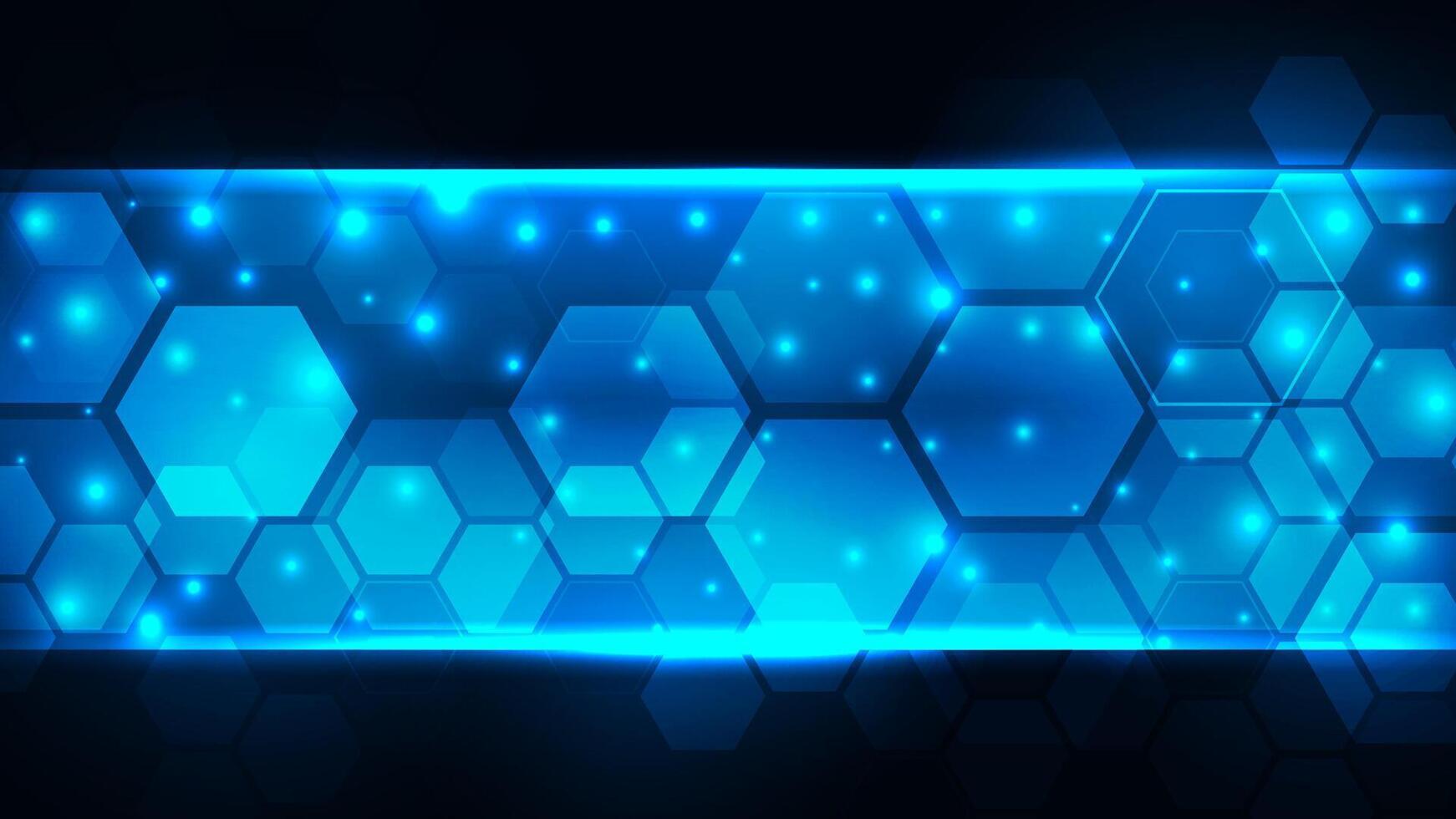 Blue hexagonal background with glowing effects vector