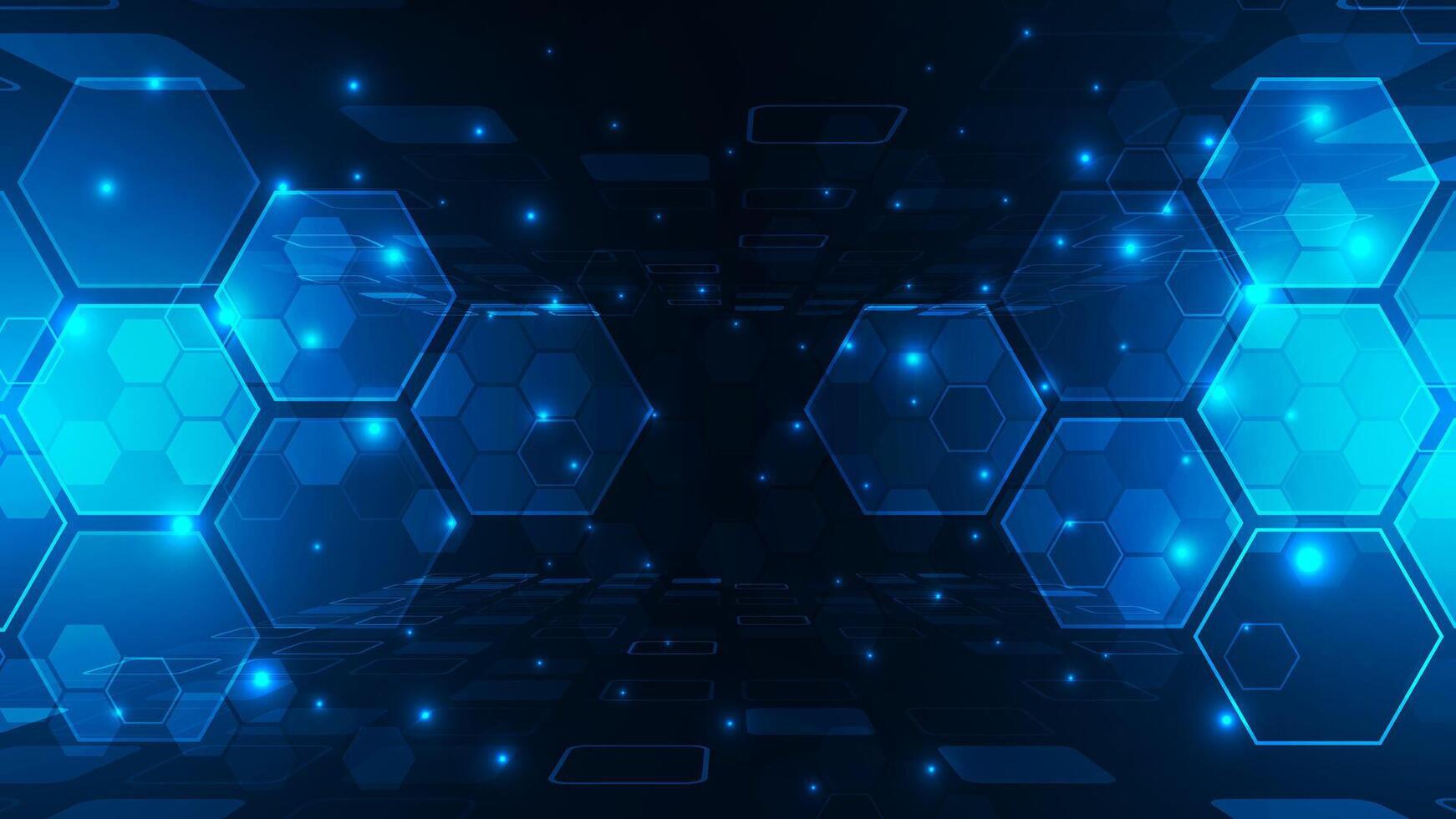 Blue hexagon digital abstract background vector