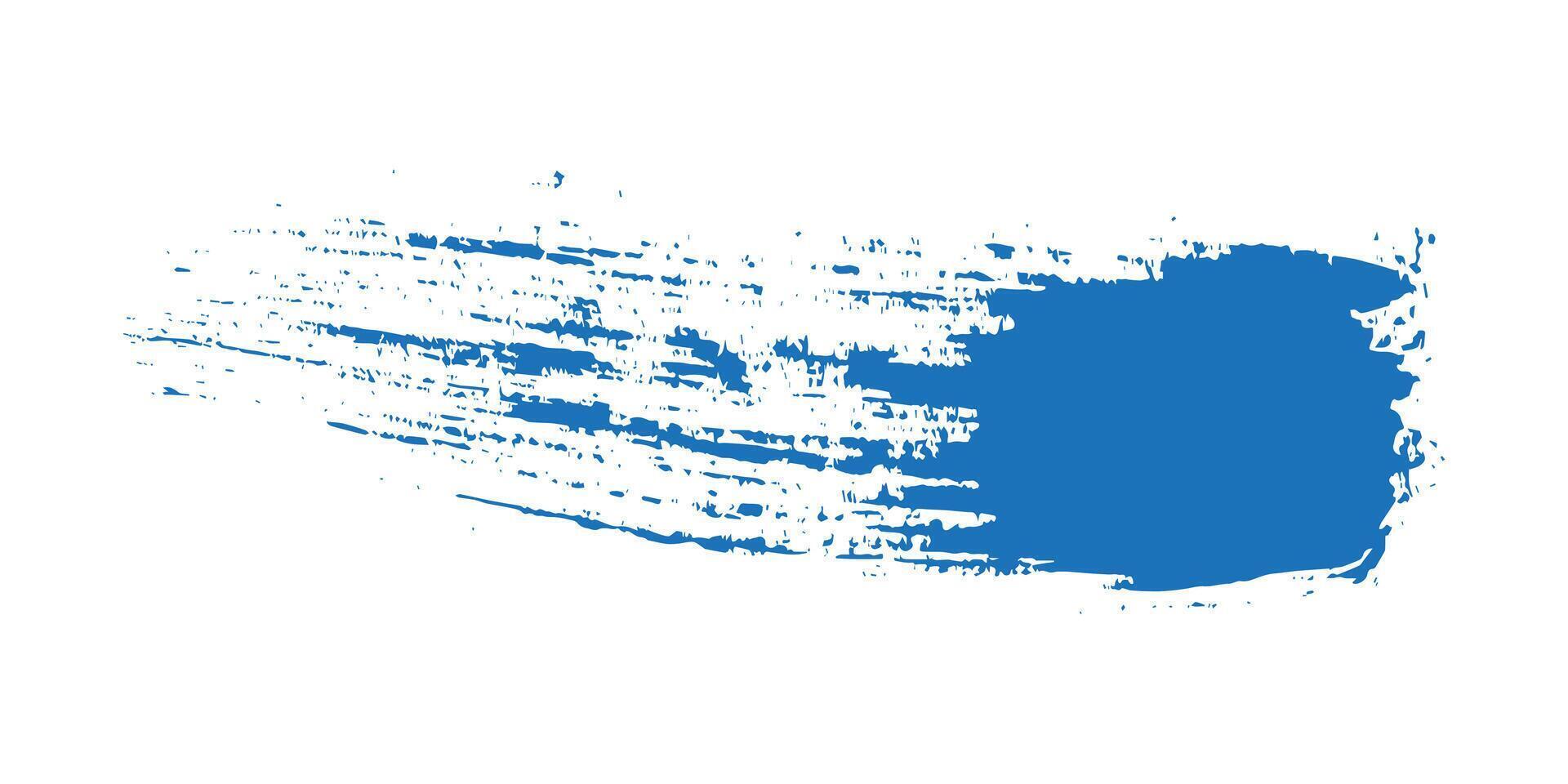 Blue Hand Drawn Grunge Ink Brush Stroke. Creative abstract paintbrush line with rough edges. Stain for backdrops. Freehand doodle line perfect for highlight text vector