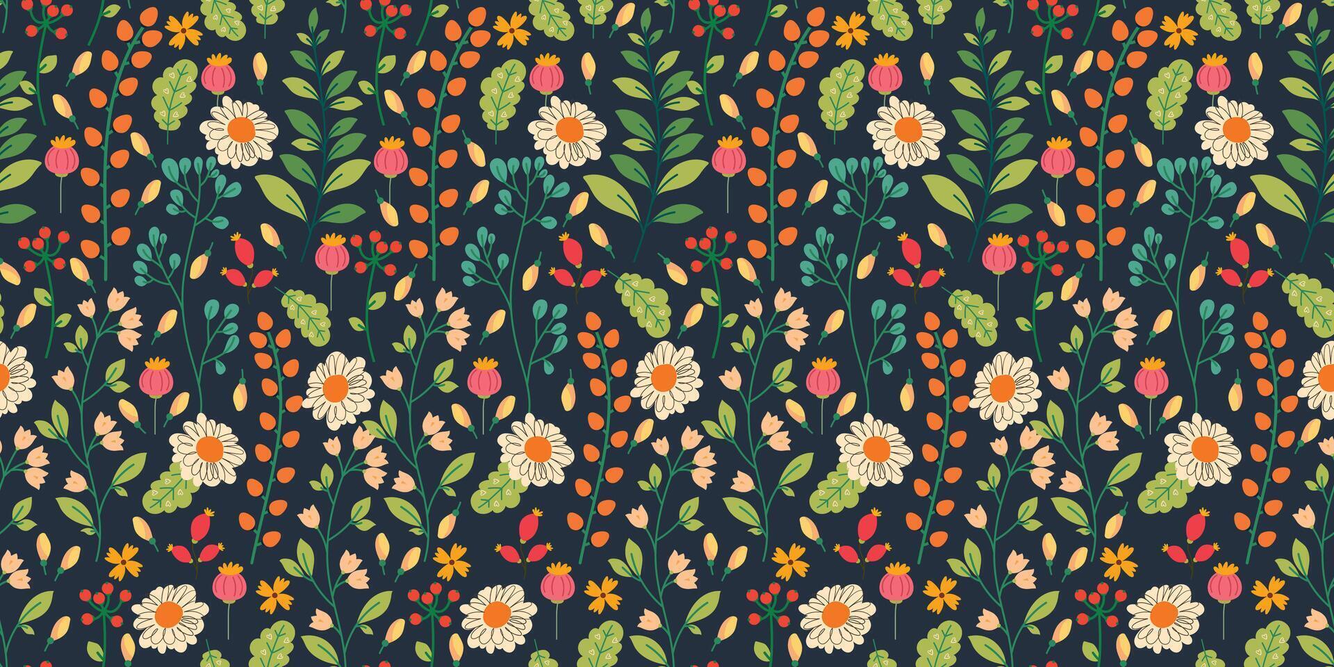 Floral pattern with vibrant colors vector
