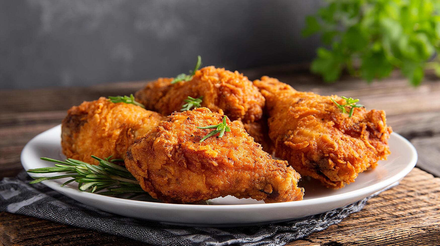 Professionally styled fried chicken on a plate, Chicken fried image photo