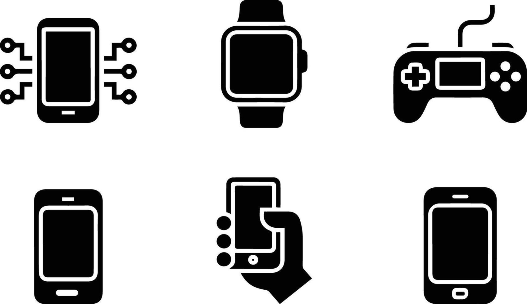 Mobile Devices and Smart Tech Icon Set Silhouette Style vector