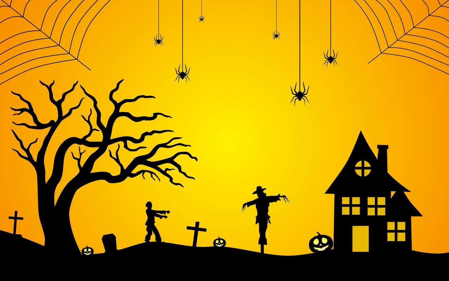 Hand drawn flat halloween background. vector