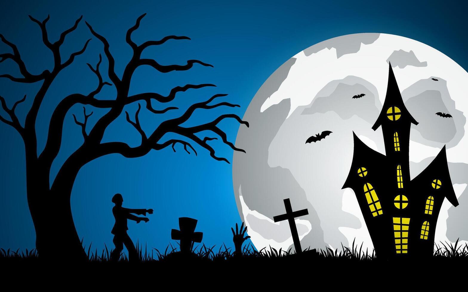 Hand drawn flat halloween vector