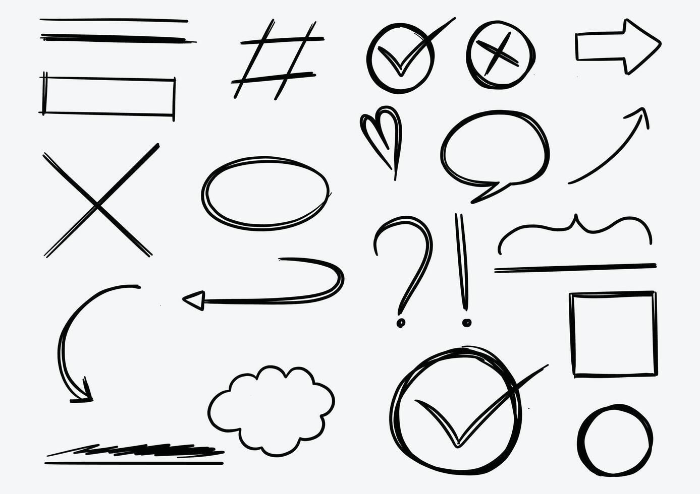 Hand Drawn Sketchy Doodle Elements vector