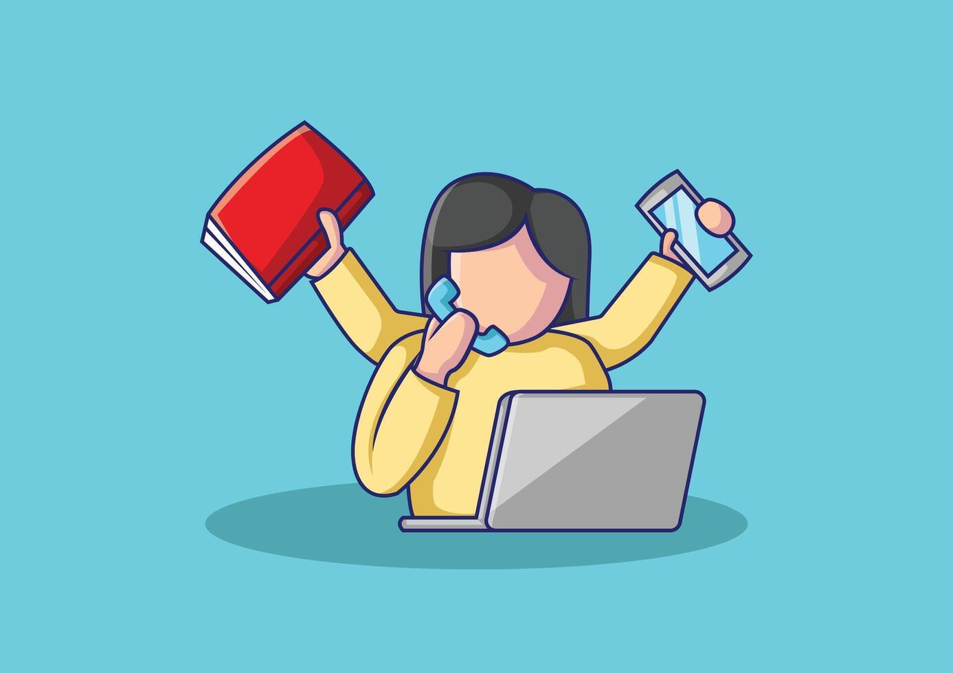 Multitasking Woman Design Illustration vector