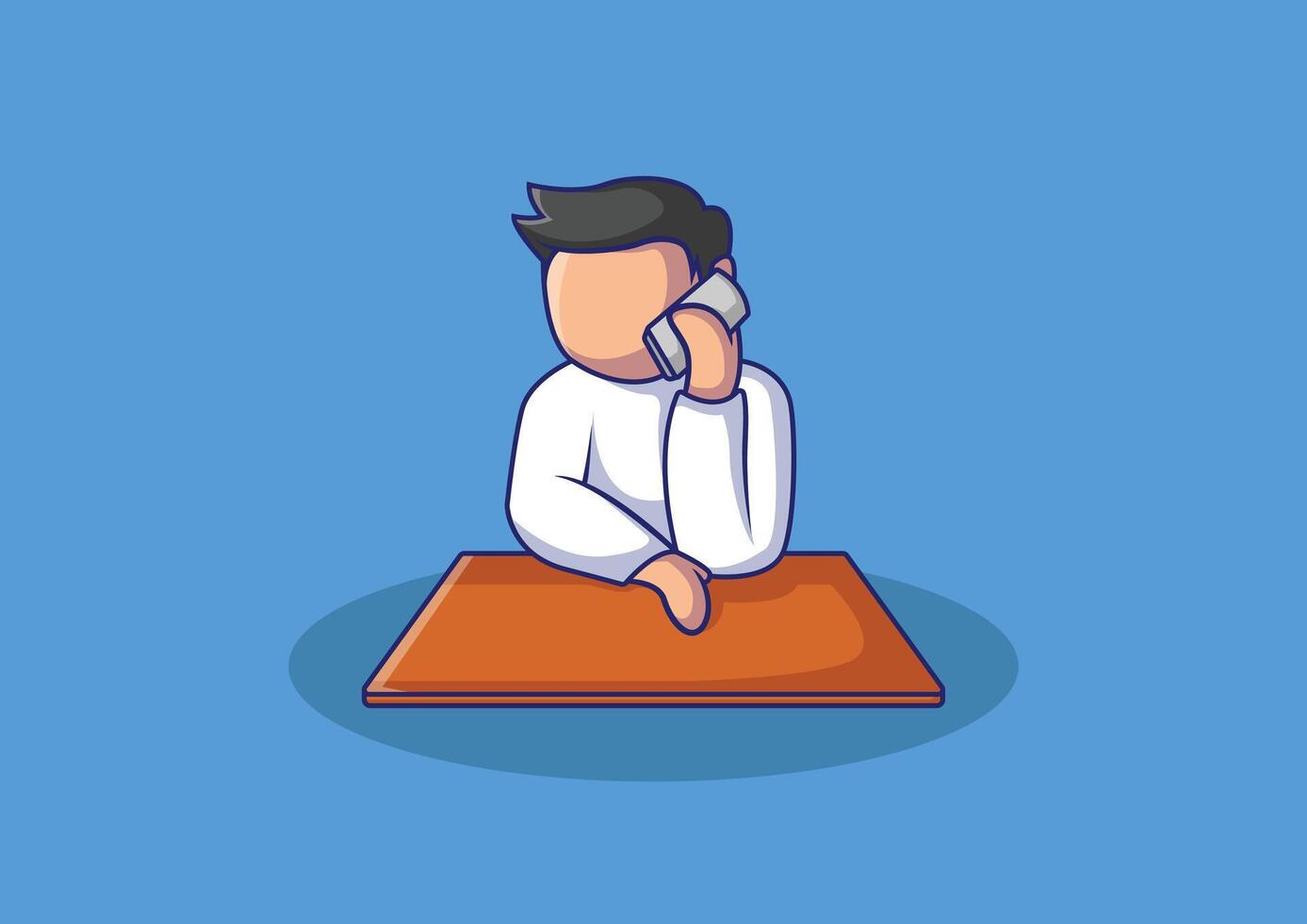 Male Character Talking on Phone Illustration vector