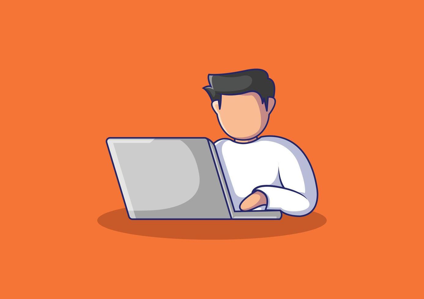 Male Character Working on Laptop Illustration vector