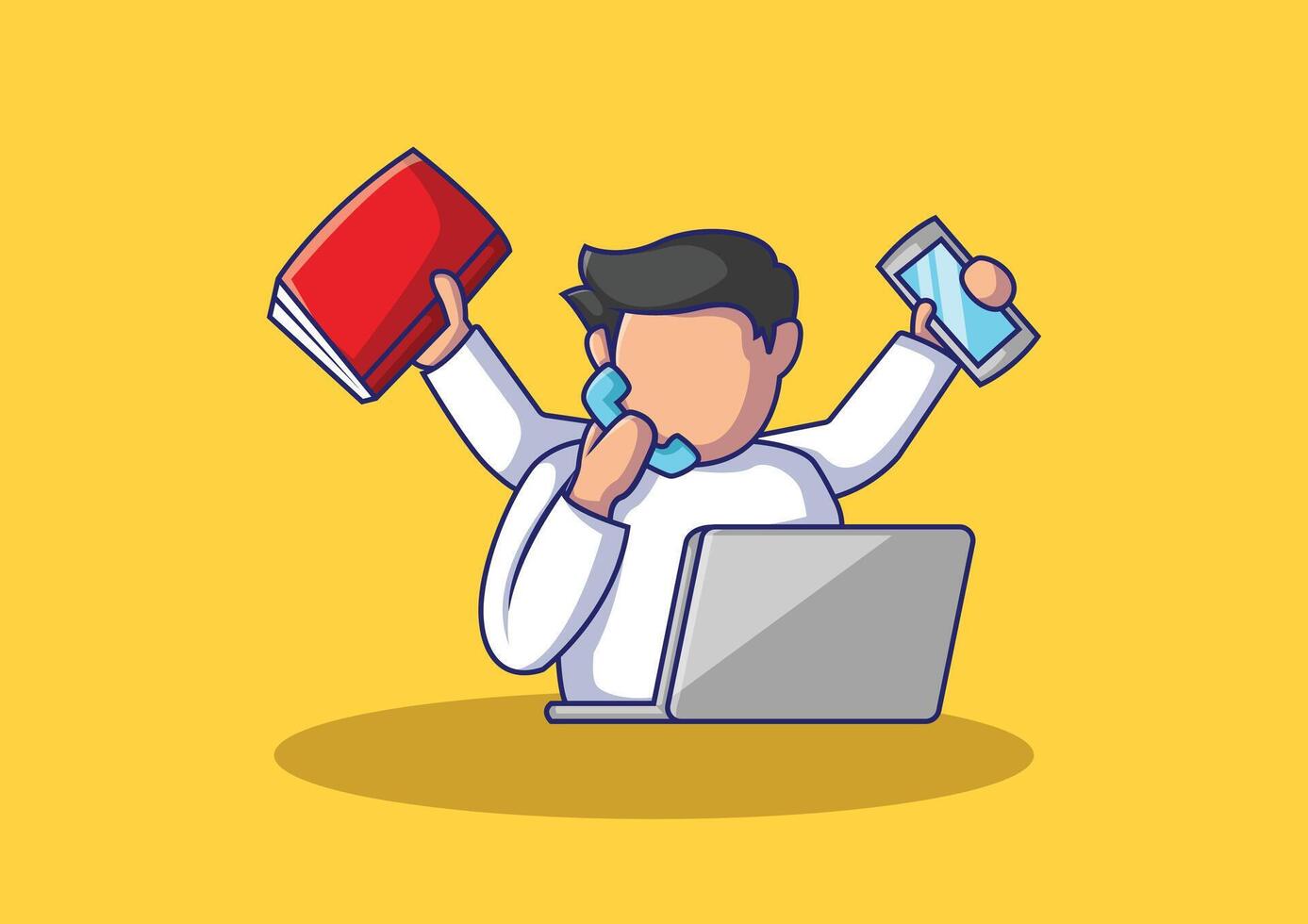 Multitasking Male Character Illustration vector
