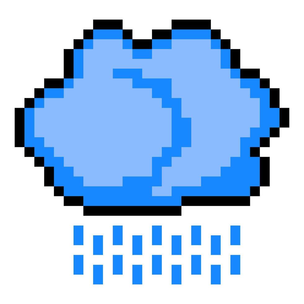 Rain clouds with pixel art vector
