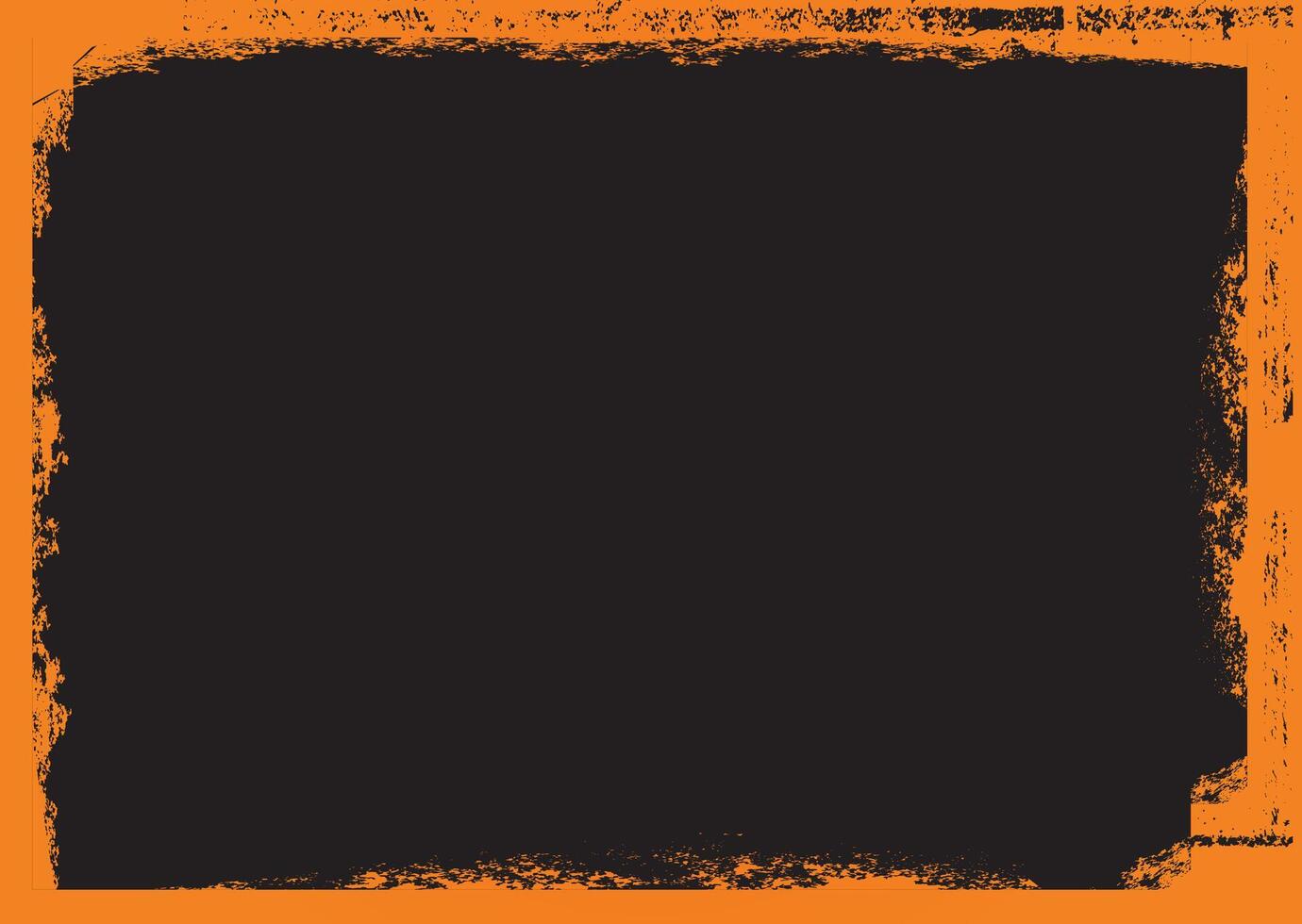 Halloween black banner background, grunge orange border vector