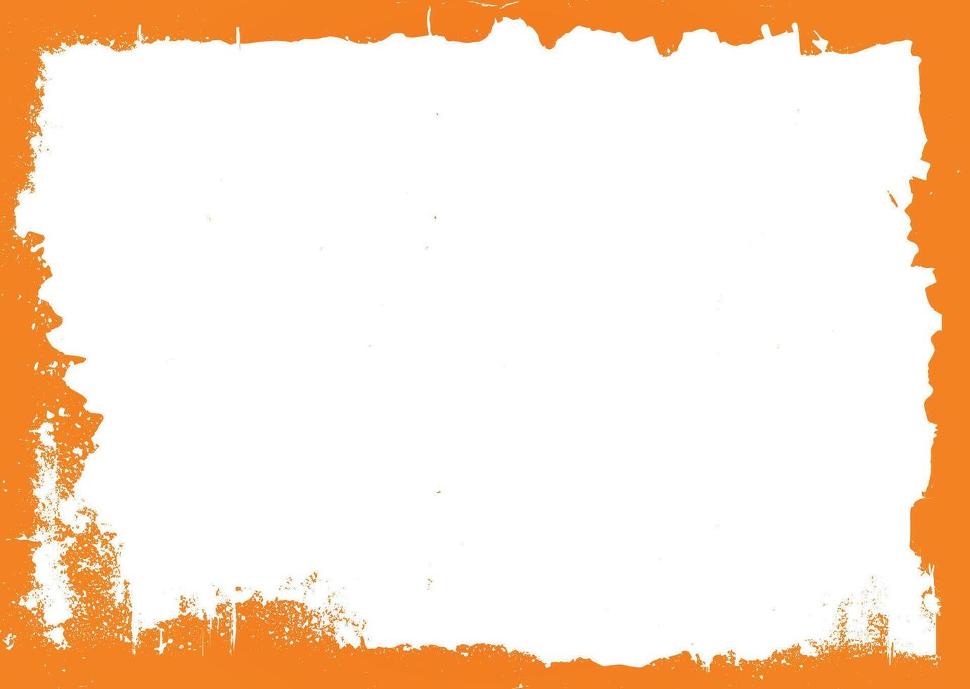 Halloween white template banner background, grungy orange border vector