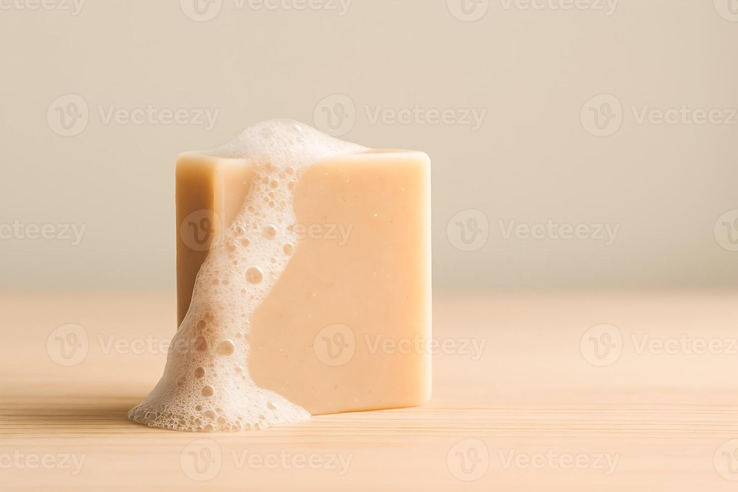 A soap bar with soap foam on top of it photo