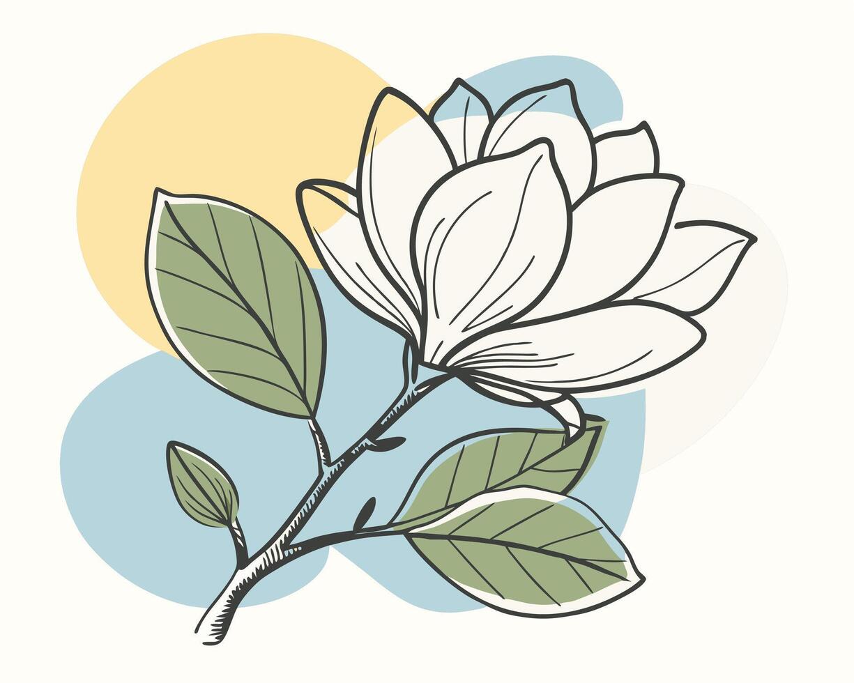Chrysanthemum Floral Illustration with Abstract Shapes vector