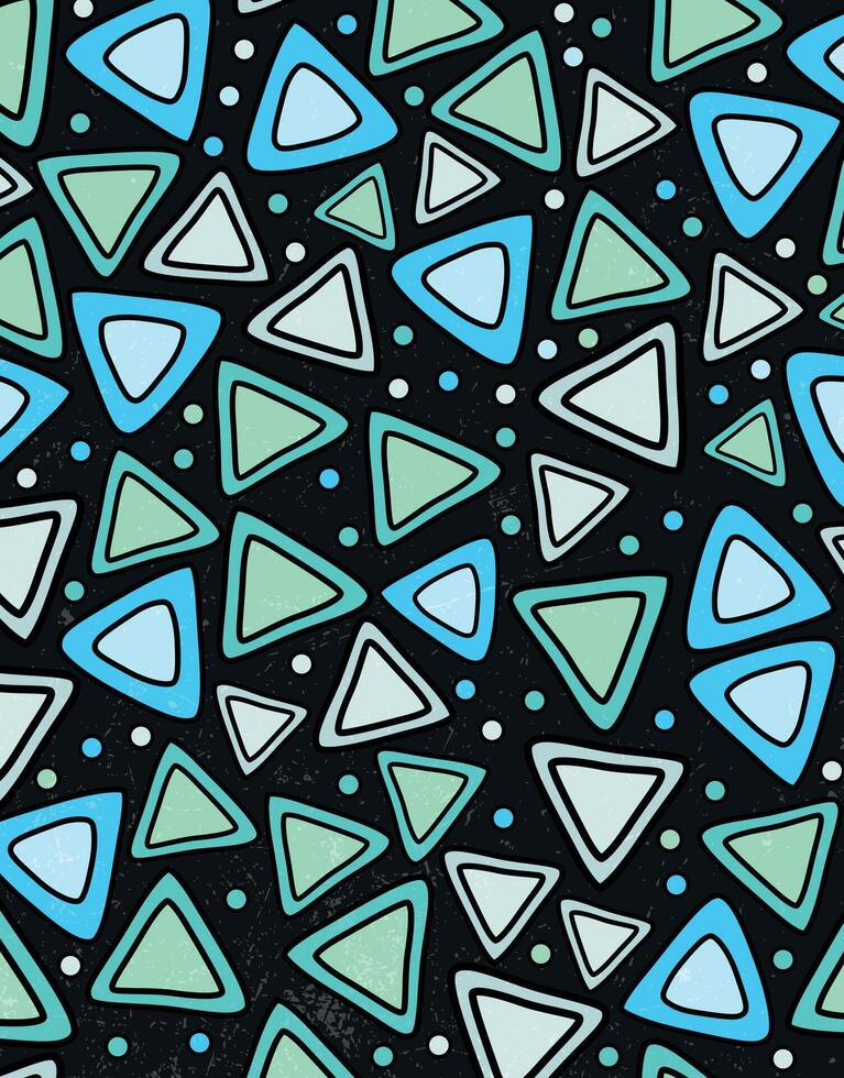 Colorful Hand-Drawn Triangles Pattern on Black Background vector
