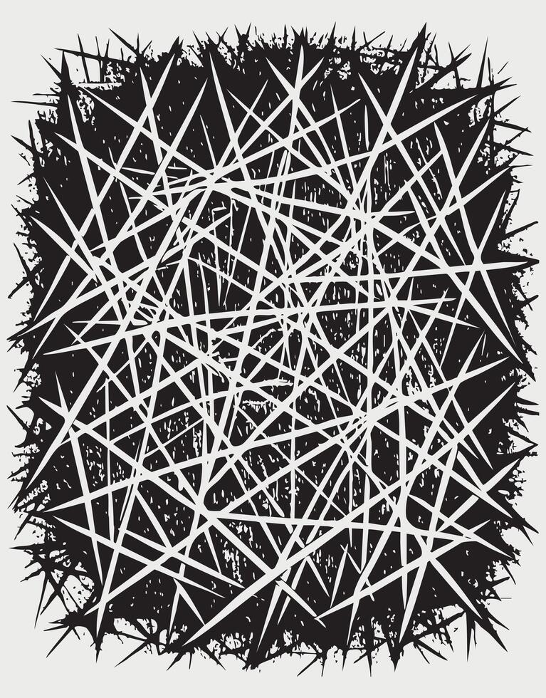 Chaotic Black and White Abstract Texture with Sharp Lines vector