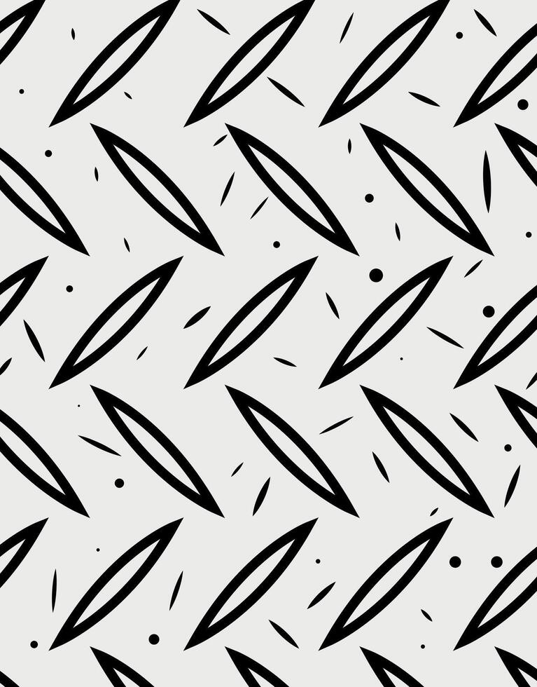 Minimalist Black and White Abstract Pattern with Ovals and Dots vector