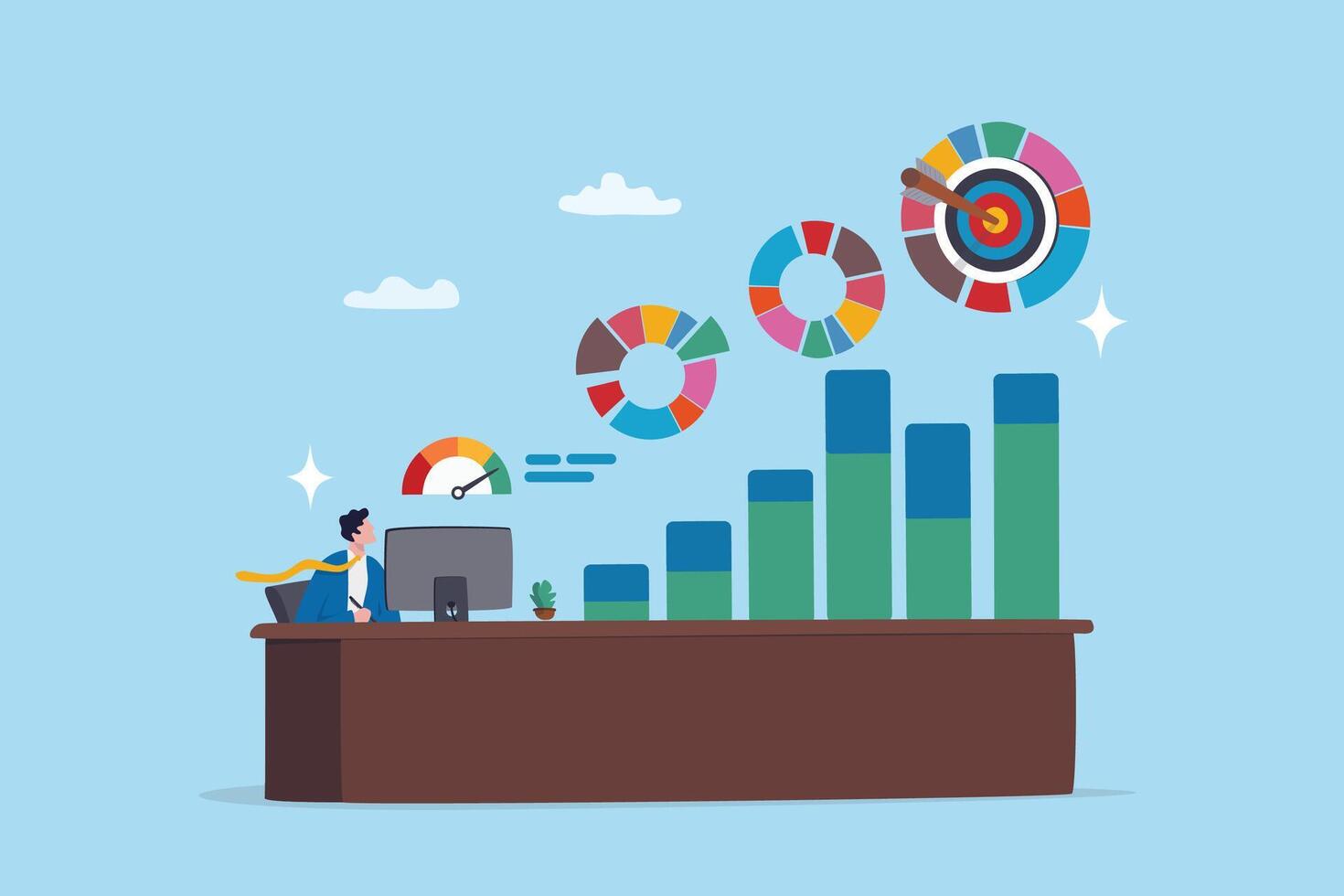 Business analysis and data visualization illustration vector