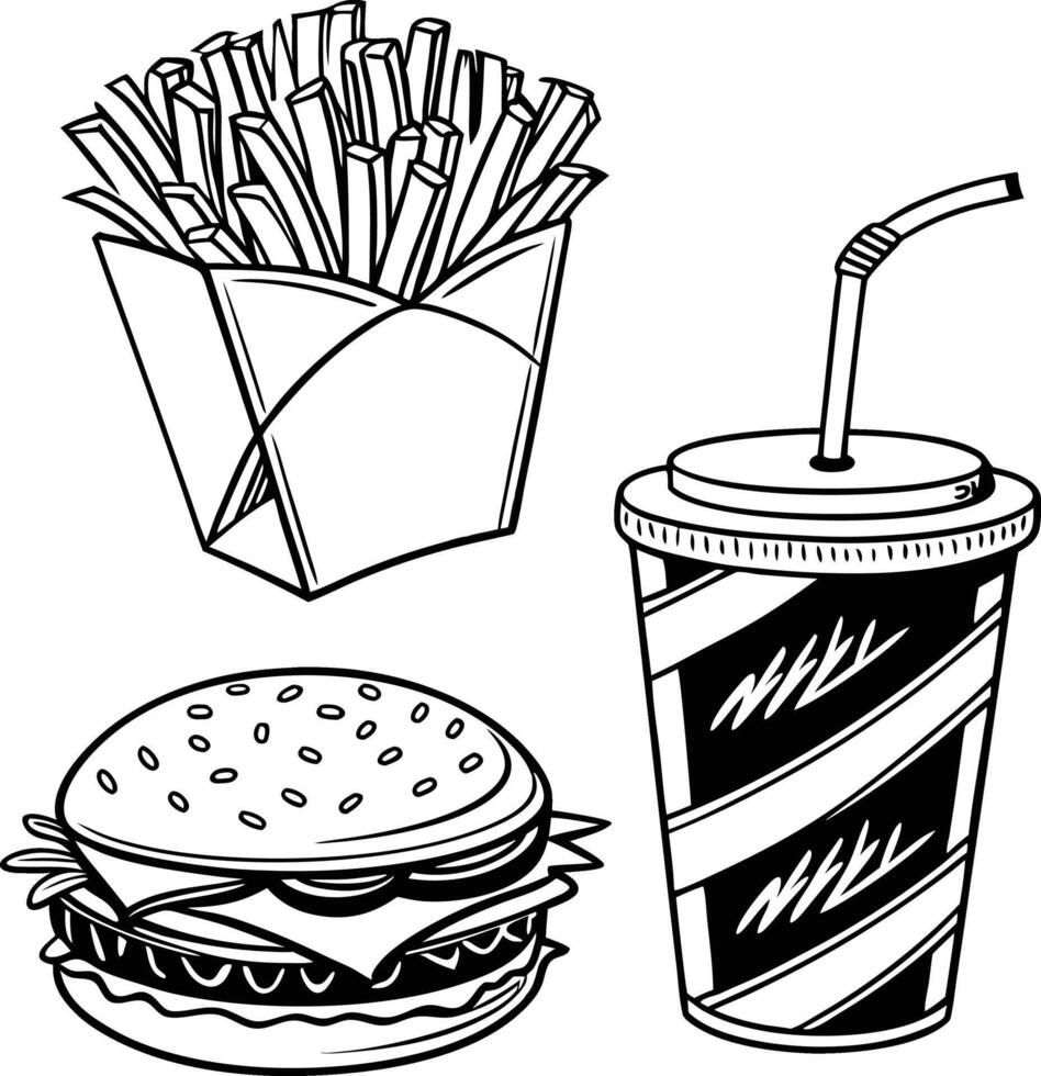 Fast food coloring pages free printable coloring pages vector