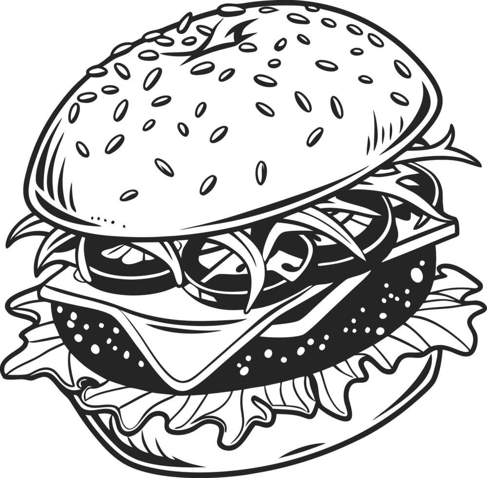 Monotone Fast Food Meal Vibes vector