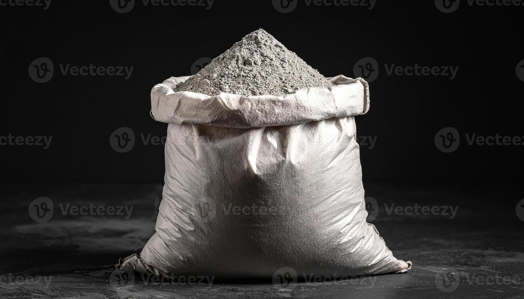 Bag of fine cement powder. Rough gritty texture of building material. photo