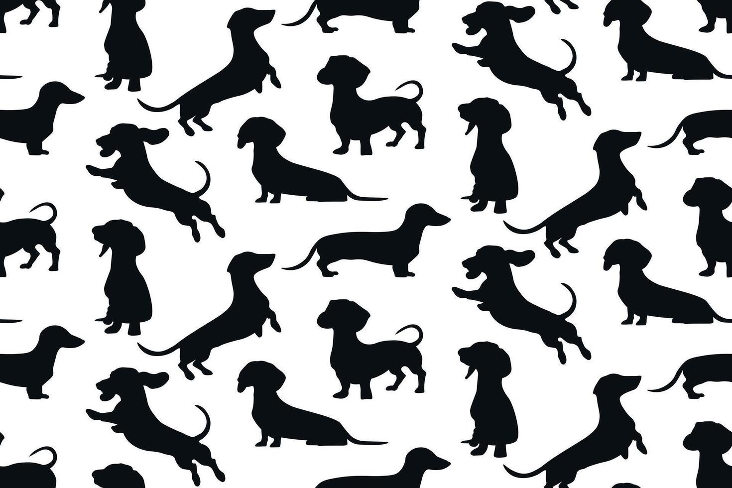 Seamless pattern Dachshund Dog silhouette. vector