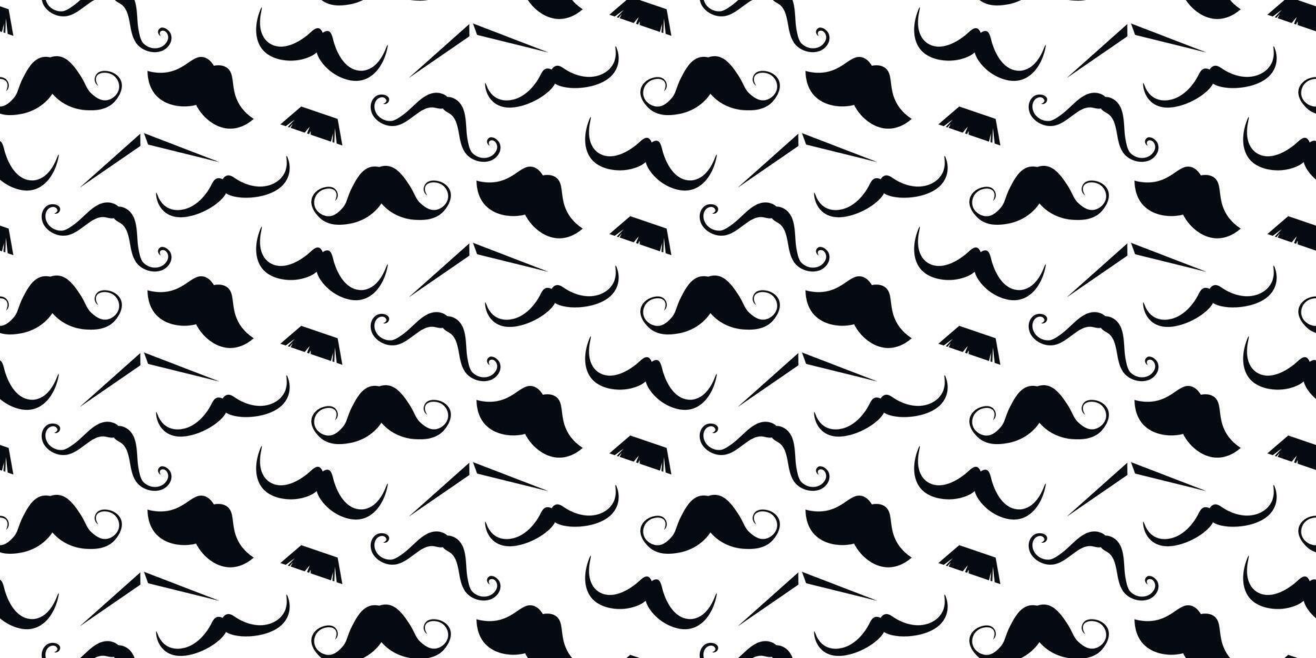 Seamless pattern of mustaches. Black silhouettes mustache. vector