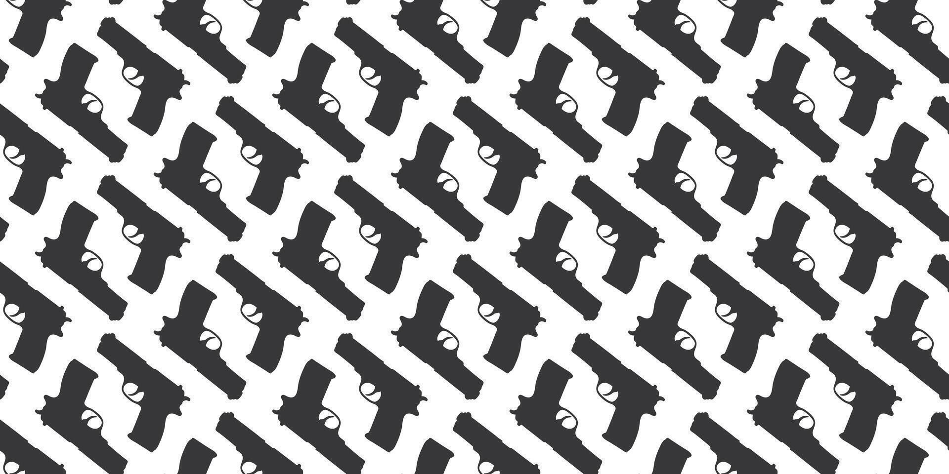 Seamless pattern Silhouette of a gun. vector