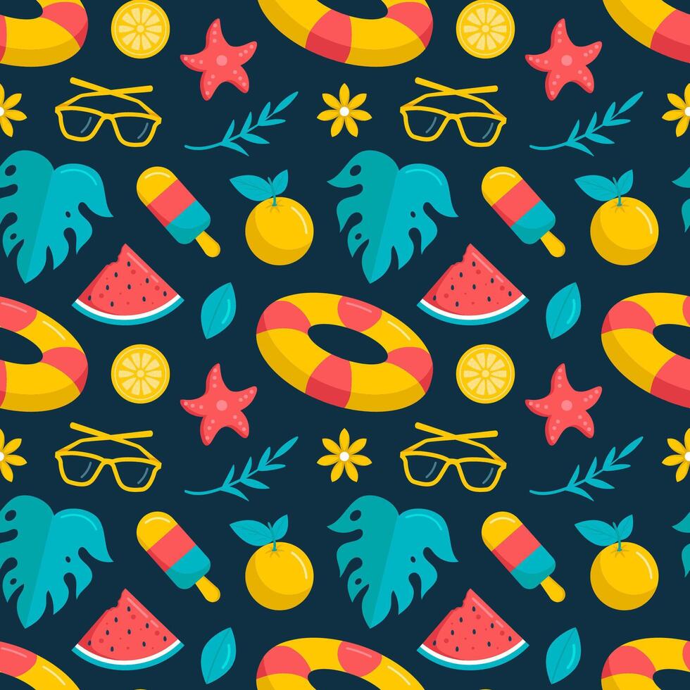 Colorful summer-themed pattern design vector