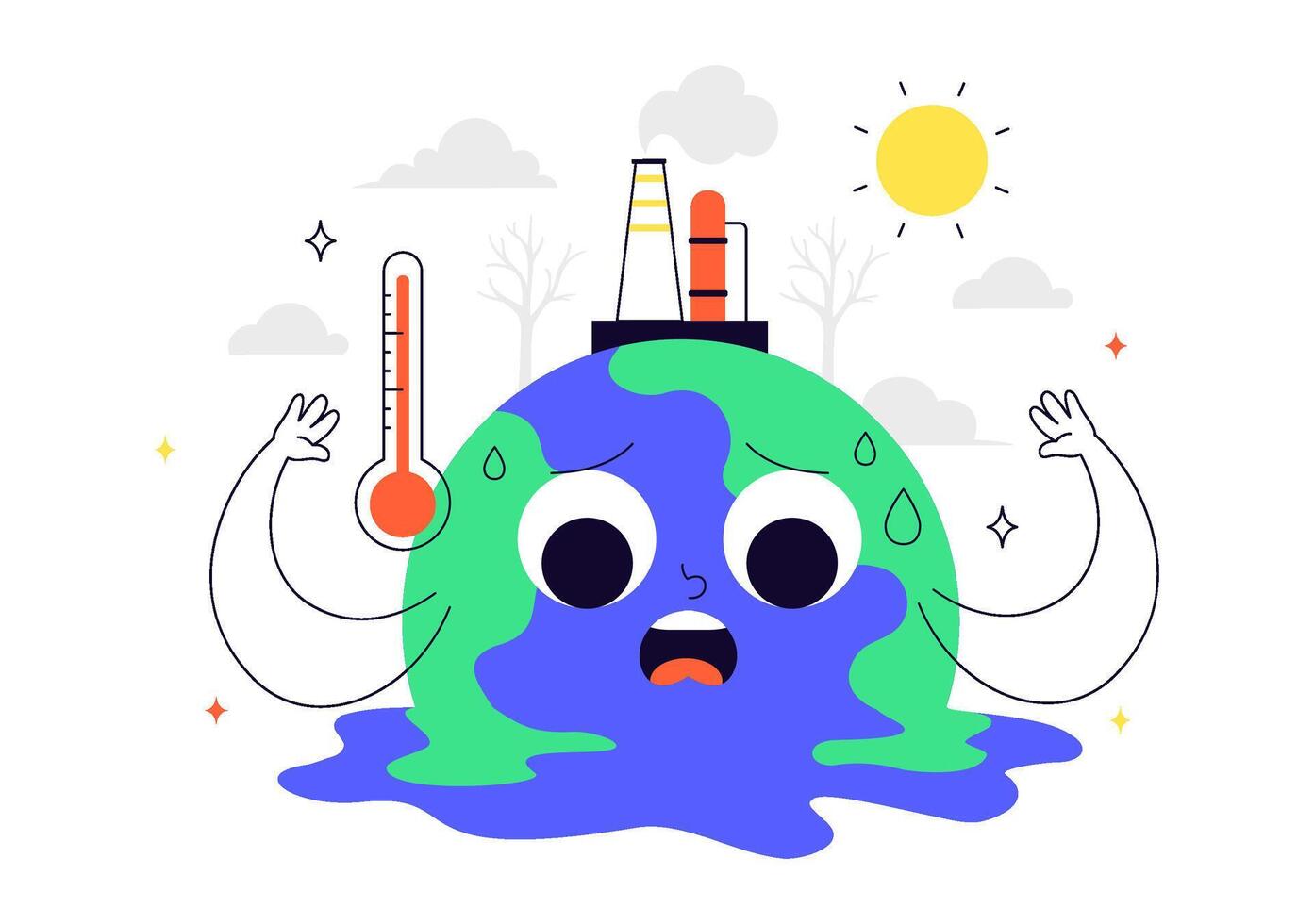 Greenhouse Effect Illustration Featuring Overheated Earth and Climate Concern vector