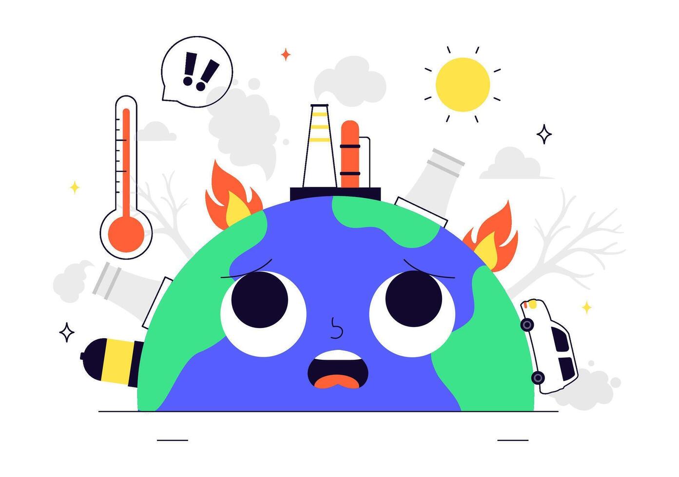 Global Temperature Rise Featuring a Hot Planet and Climate Change Symbol vector