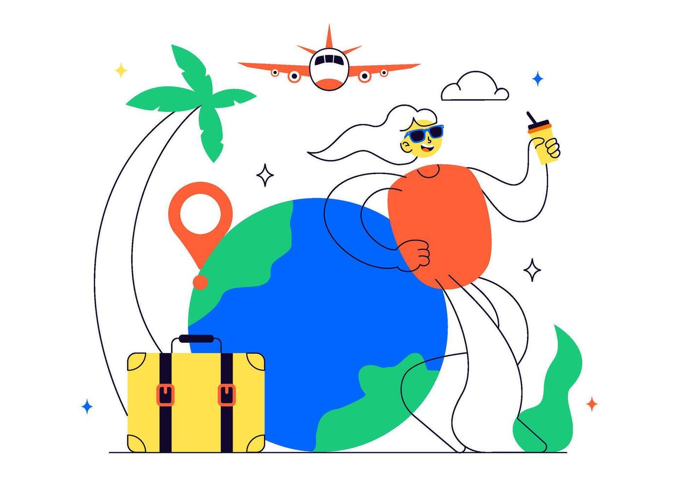 Vacation Alone Illustration Featuring a Young Traveler Seeking Adventure and Tranquility Outdoors vector
