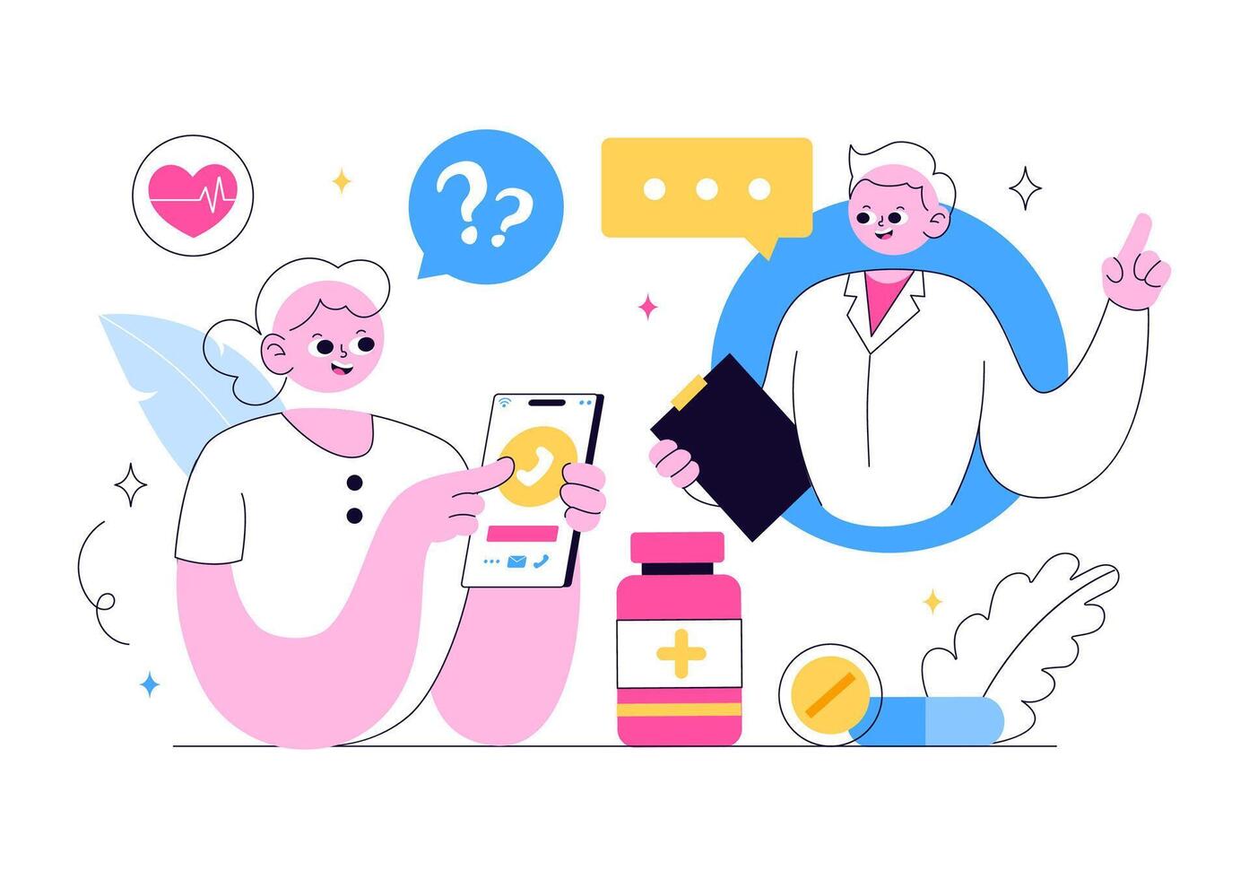 Digital health consultation illustration vector