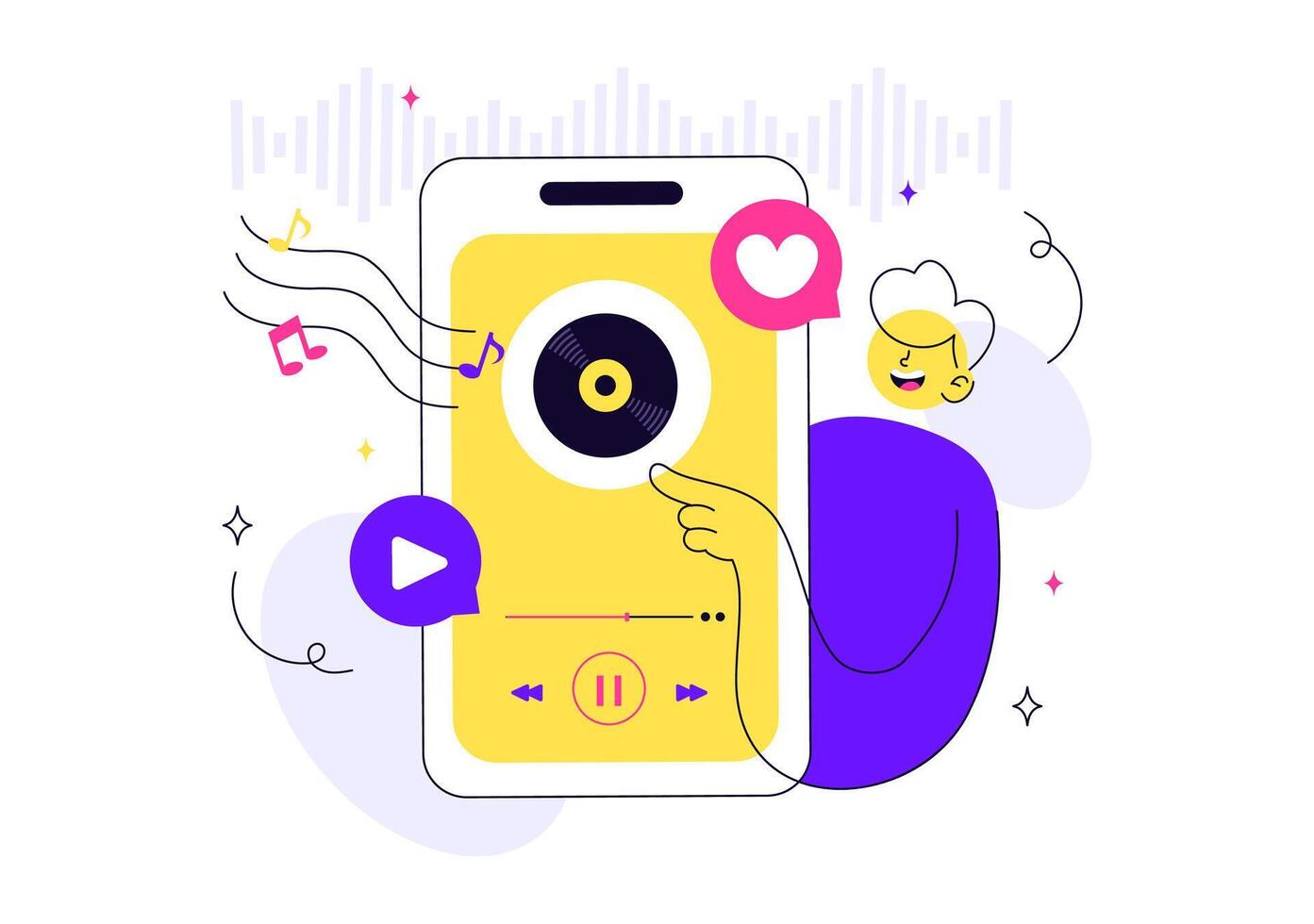 Music Trend Illustration Featuring Viral Sound Elements and Digital Frequency vector