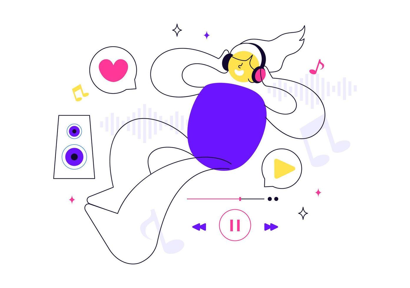 Viral Sound Illustration with Digital Music Waves and Circle Voice Signals vector