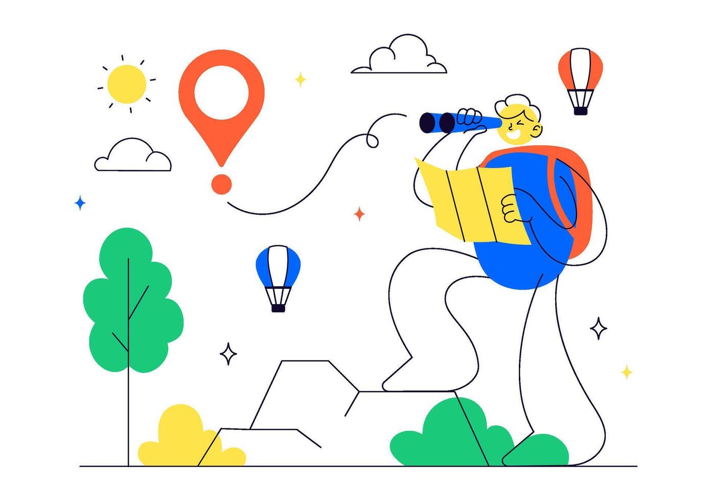 Character Traveling Solo Illustration for Leisure, Exploration, and Personal Freedom vector