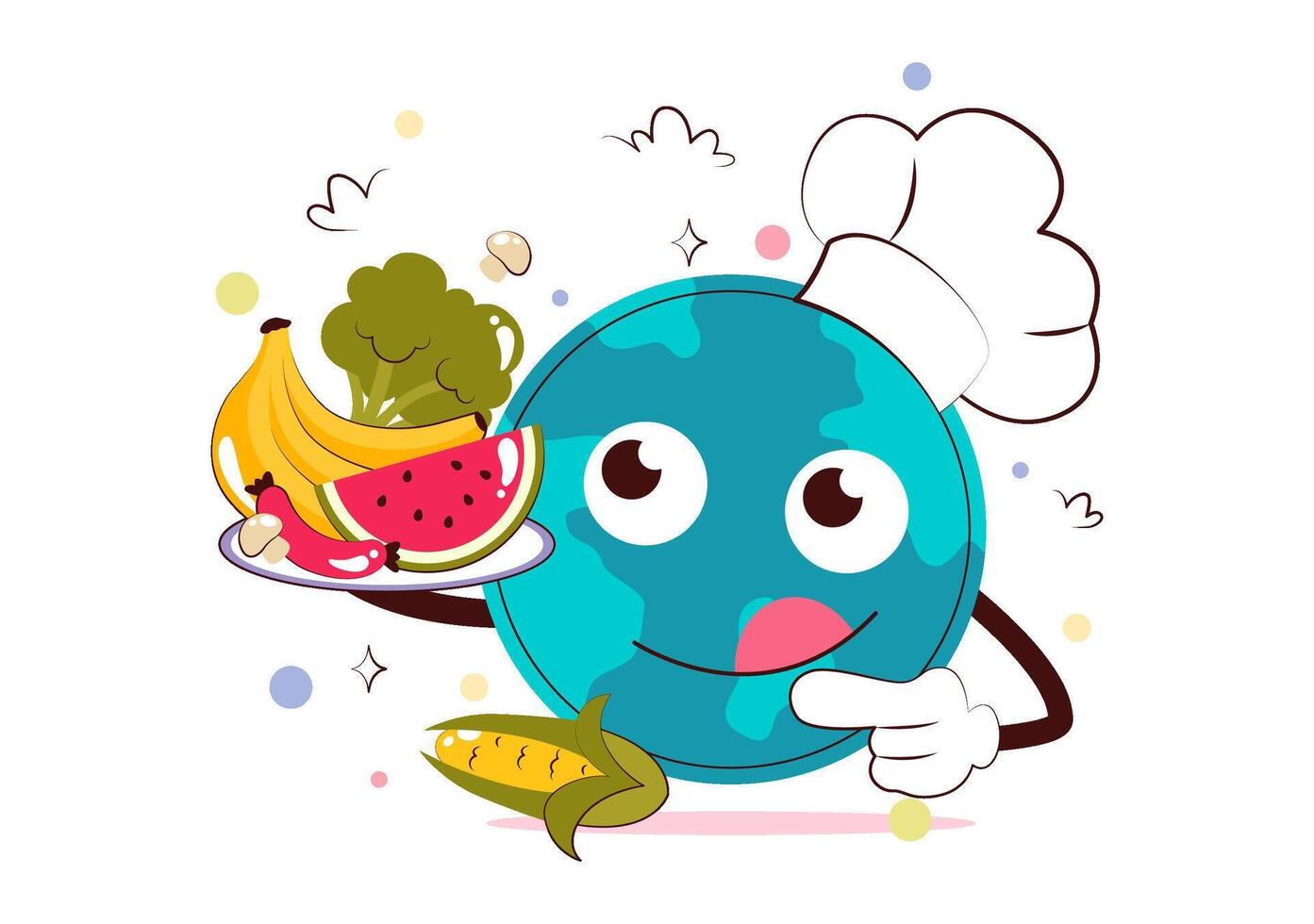 Celebration of World Food Day with Fresh Fruits and Vegetables in Flat Background vector