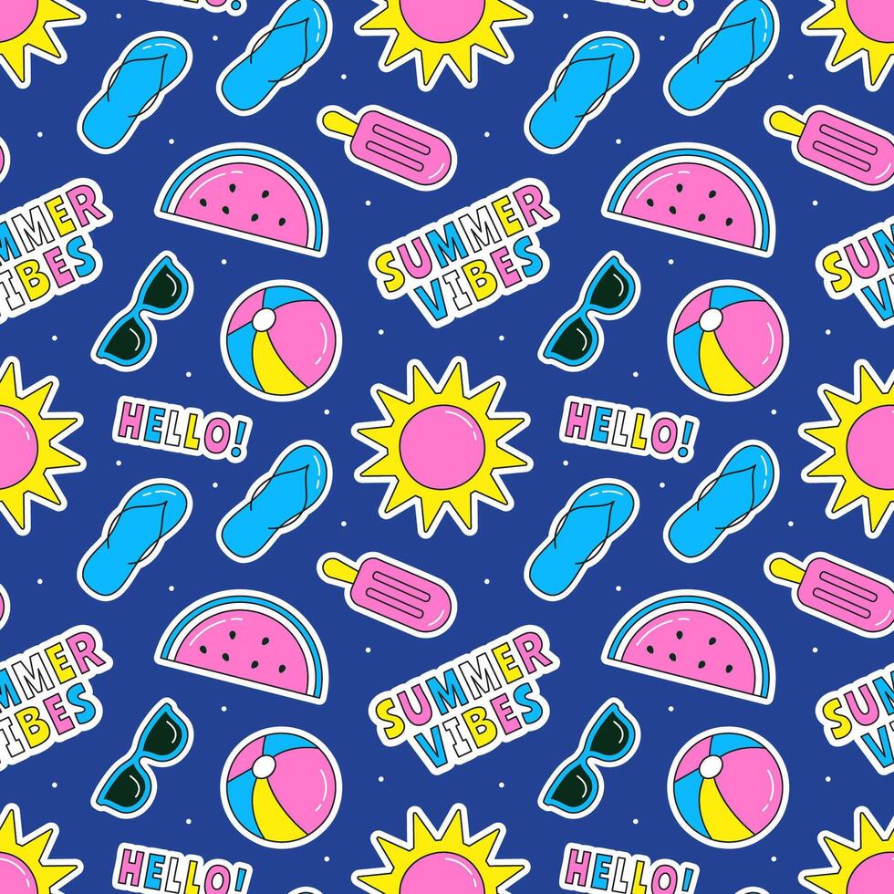 Flat Summer Seamless Pattern for Beach Holidays and Tropical Vacation Theme vector