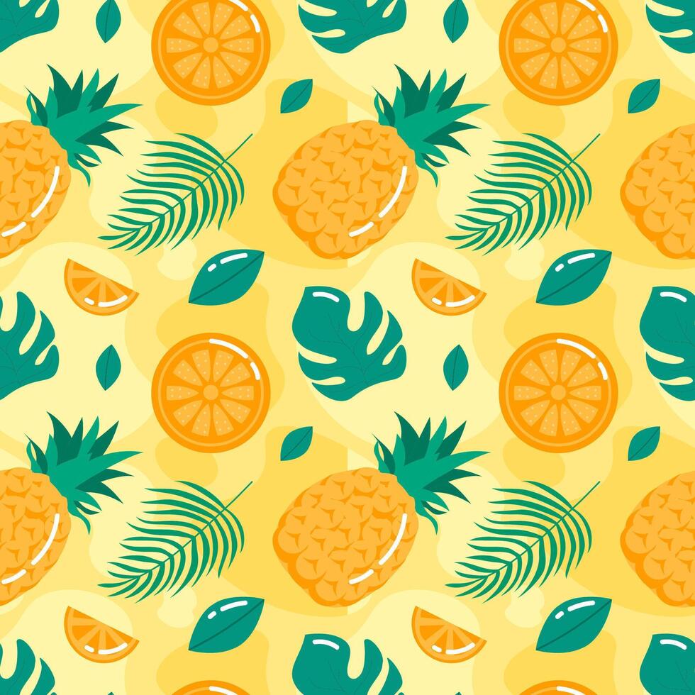 Seamless Cartoon Style Pattern with Tropical Island and Beach Vacation Icons vector