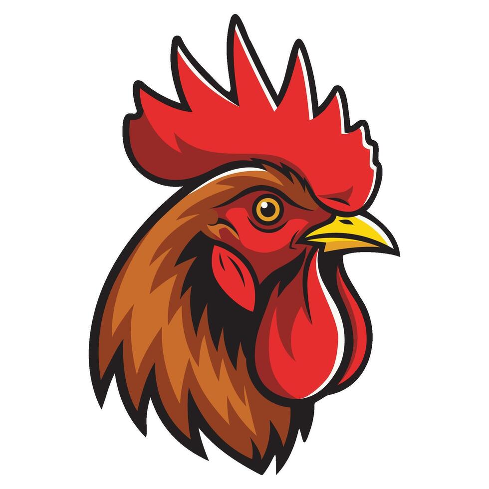 Bold Rooster Head Fierce and Proud illustration vector