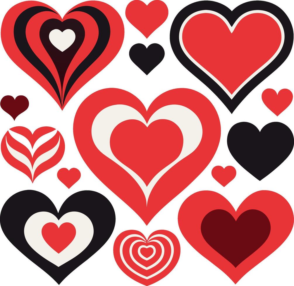 Collection of Abstract Hearts Love Symbols vector