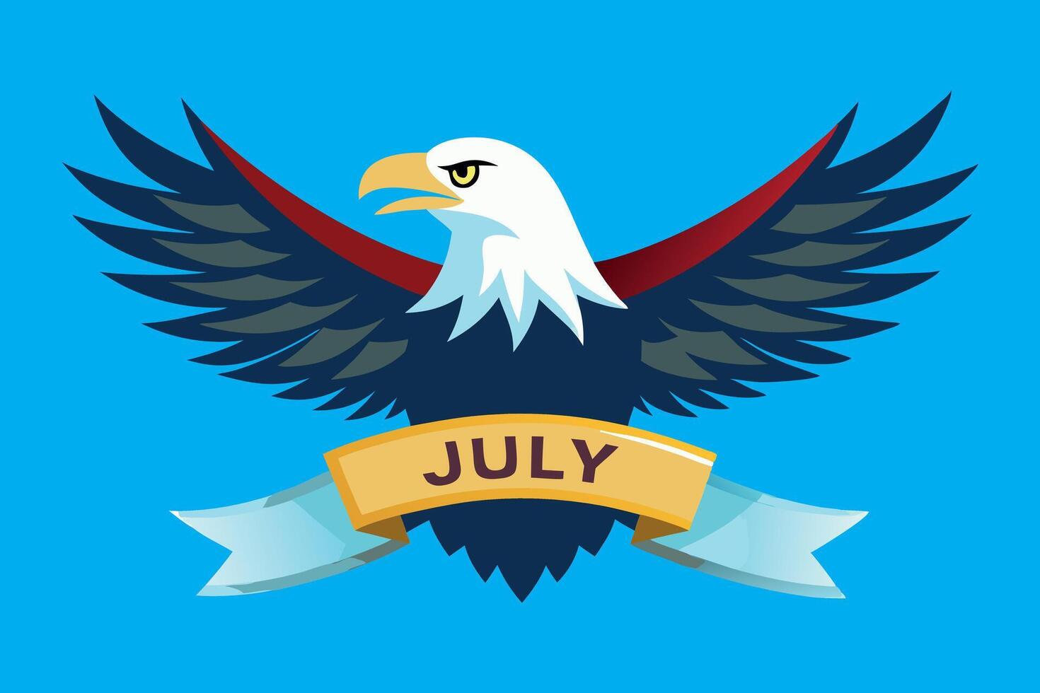 American Eagle with July Banner for Independence Day Celebration vector