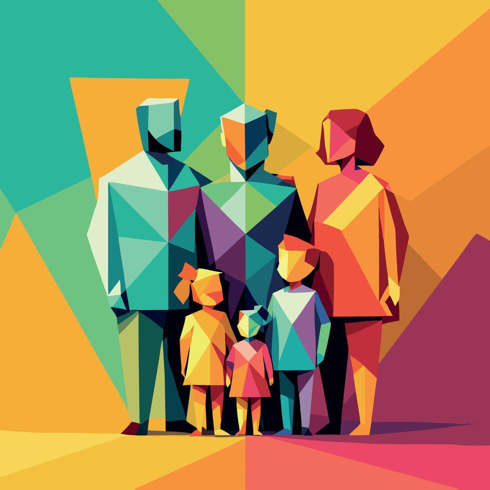 Abstract Geometric Family Illustration Colorful vector