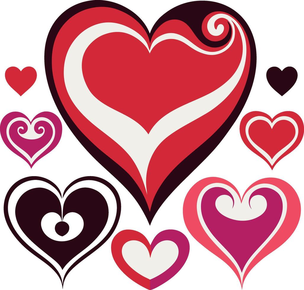 Assorted Heart Shapes Design Elements vector