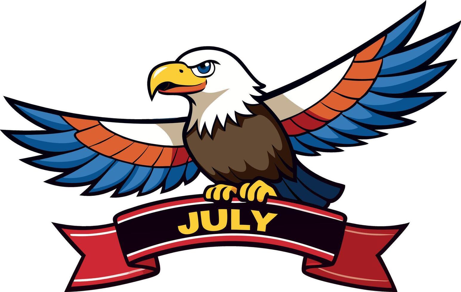 Cartoon Eagle with American Colors for July Celebration Illustration vector